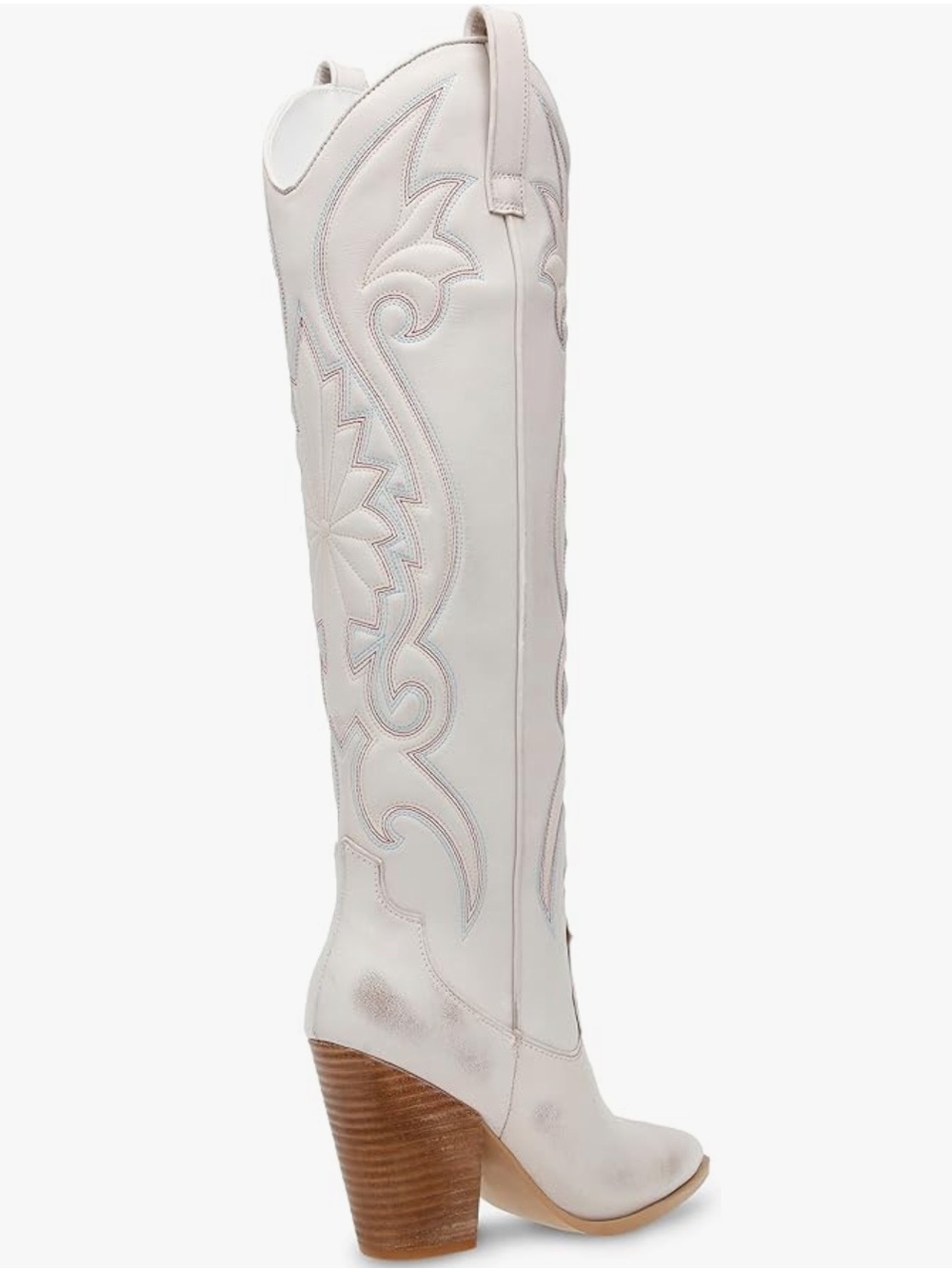 Steve Madden Women's Leather Lashes Western Boots Distressed White Size 8.5M - Picture 5 of 14